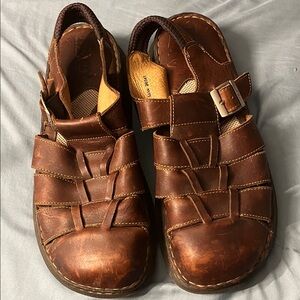 Born Men's Size 13 Brown Leather Woven Fisherman Sandals